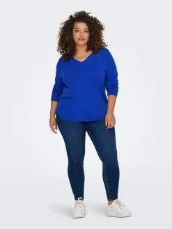 ONLY CARMAKOMA Basic Truien Trui Margareta Dames Royal Blue/koningsblauw -ONLY Elegant winkel e61814eac054eb939a7a9f55170836c7