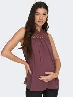 ONLY MATERNITY Kanten Tops Top Dames Bruin -ONLY Elegant winkel e77516a70b526b7f69850a21be66e774