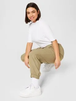 ONLY CARMAKOMA Pantalons Tapered Broek Dames Kaki -ONLY Elegant winkel e7cabb2602bb37161fb1dfb2a99ba530