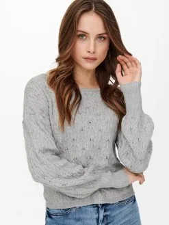 ONLY Fijngebreide Truien Trui Nala Dames Grijs -ONLY Elegant winkel ea4220c89d512a3e4bfa4633ee9b0e69