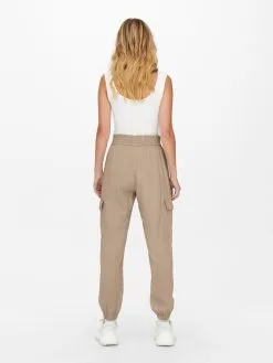 ONLY Cargobroeken Tapered Cargobroek Aris Dames Donkerbeige -ONLY Elegant winkel eb35d9349e8d12486954b6e993a35db3