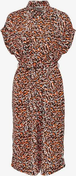 ONLY Blousejurken Blousejurk Dames Oranje / Zwart