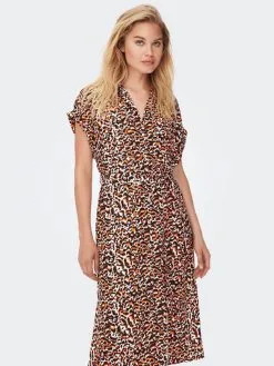 ONLY Blousejurken Blousejurk Dames Oranje / Zwart -ONLY Elegant winkel f0a6681ce43cedaaadc8ab0b4c6fa716