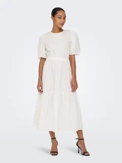 ONLY Midi Jurken Jurk Dames Wit -ONLY Elegant winkel f4a2ca0e57e3266ae6269217d7ed8501