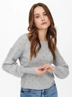 ONLY Fijngebreide Truien Trui Nala Dames Grijs -ONLY Elegant winkel f52e006513dc701a03e5f536a8e9ce37