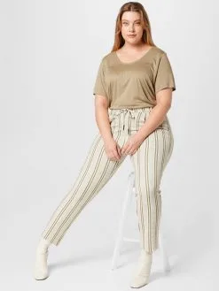 ONLY CARMAKOMA Pantalons Slimfit Broek GOLDTRASH Dames Crème -ONLY Elegant winkel f5667d082f06d15ae6872a320cd5a699