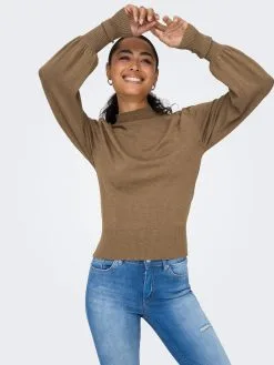 ONLY Fijngebreide Truien Trui JULIA Dames Lichtbruin -ONLY Elegant winkel f654c0758b045211f652e76f33edeb49