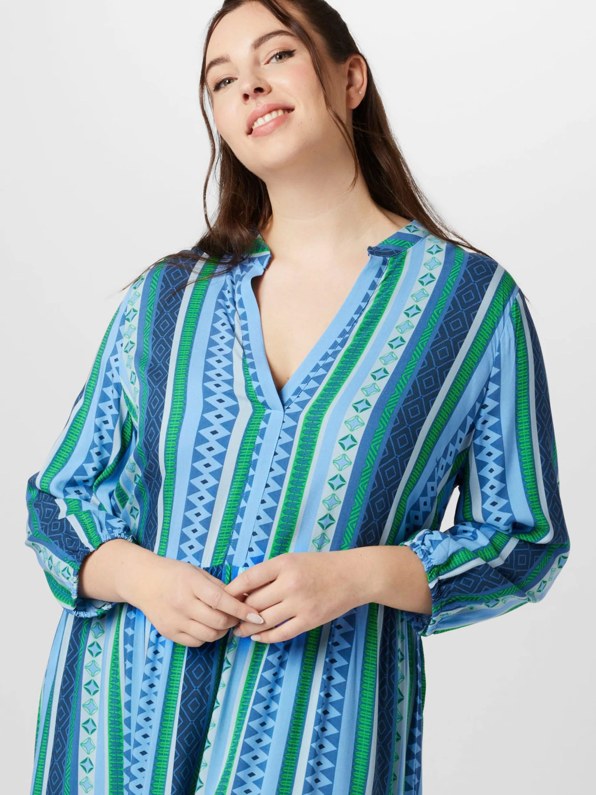 ONLY CARMAKOMA Maxi Jurken Jurk Marrakesh Dames Navy / Lichtblauw / Groen 2 ONLY CARMAKOMA Maxi Jurken Jurk Marrakesh Dames Navy / Lichtblauw / Groen - Afbeelding 2