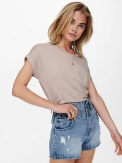 ONLY T-shirts Shirt Moster Dames Taupe -ONLY Elegant winkel f72eaf150a497b6095b06e64c0ea4fbd