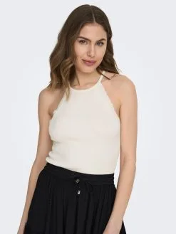 ONLY Tops Gebreide Top GEMMA Dames Wit -ONLY Elegant winkel f8b1775a3170f6ce47d371fc44c920ce