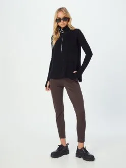 ONLY Bandplooibroeken Slimfit Bandplooibroek Poptrash Dames Donkerbruin -ONLY Elegant winkel f93133aaf76d241cdb119d6d91b5fc26