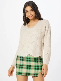 ONLY Fijngebreide Truien Trui CORA Dames Beige -ONLY Elegant winkel f9b460e58e73fa6a2a9704fd1378421b