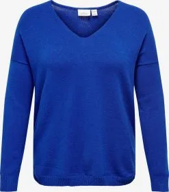 ONLY CARMAKOMA Basic Truien Trui Margareta Dames Royal Blue/koningsblauw