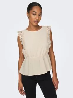 ONLY Blouse Tops Blouse METTE Dames Beige -ONLY Elegant winkel fbaced3997a246c55198ba3499a851ea