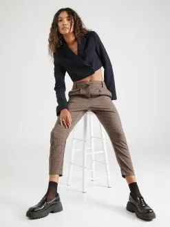 ONLY Bandplooibroeken Slimfit Bandplooibroek Dames Bruin -ONLY Elegant winkel fc0ef8818fb985a547bdadb570fae017