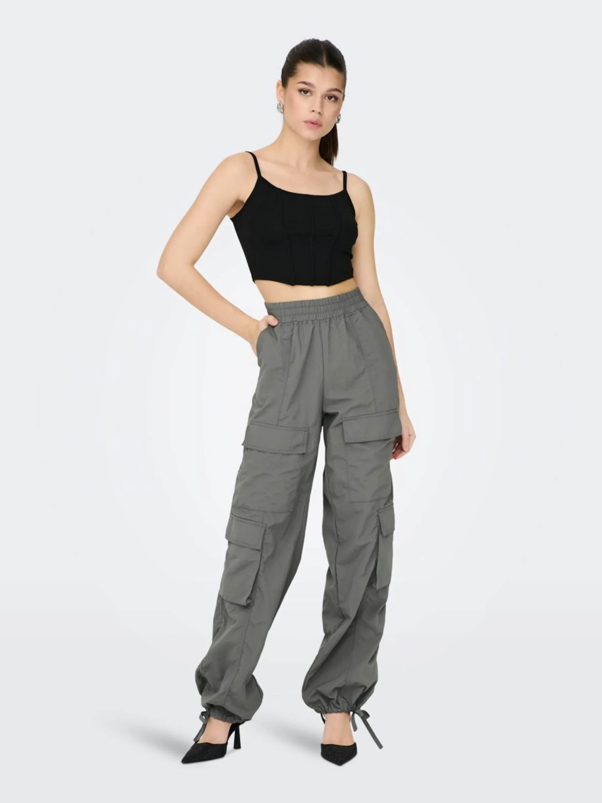 ONLY Cargobroeken Tapered Cargobroek Dames Donkergrijs 5 ONLY Cargobroeken Tapered Cargobroek Dames Donkergrijs - Afbeelding 5