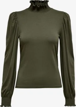 ONLY Longsleeves Shirt Elva Dames Donkergroen