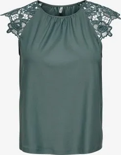 ONLY Kanten Tops Top Silja Dames Donkergroen