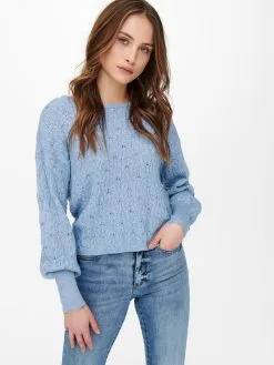 ONLY Fijngebreide Truien Trui NALA Dames Lichtblauw -ONLY Elegant winkel ff2ff4c49d1918469afc3769fd89cc2d